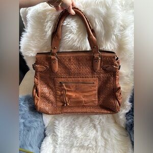 Liebeskind handbag, tan sheep leather, Brown Woven Leather shoulder Bag, purse